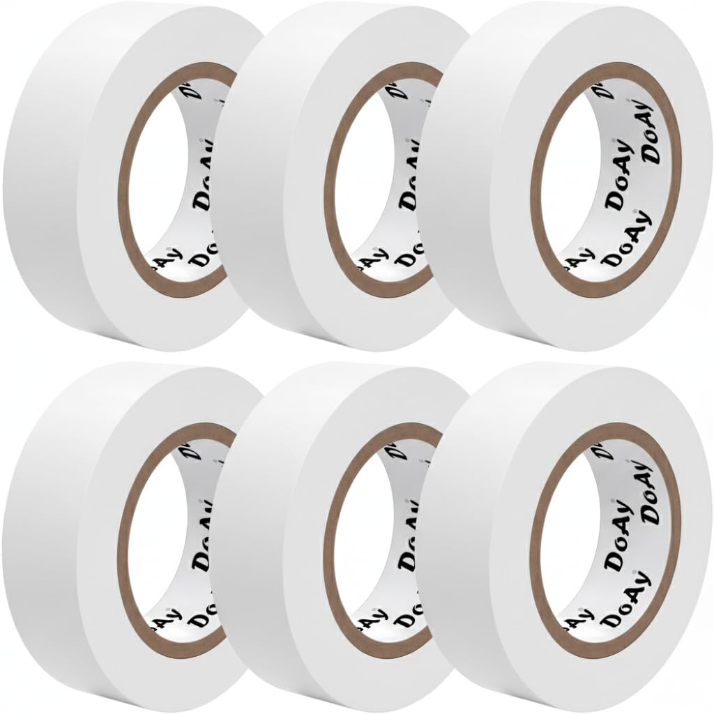 6 Pack Black Electrical Tape - Waterproof PVC Tape 0.75 Inch Wide - Weather Resistant, Strong Adhesive, Flame Retardant - High Temp Vinyl Tape for Indoor & Outdoor Use - 180 Feet Total