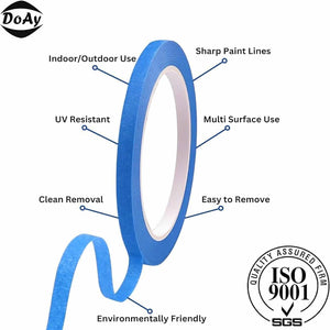 Blue Painters Tape 1/4 Inches x 30 Yards - Multi Surface Use - 120 Yards Total - 4 Rolls