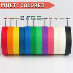 Colored Masking Tape 1/2" x 15 Yard - Multi Color - Multi Surface Use - 12 Bright Colors