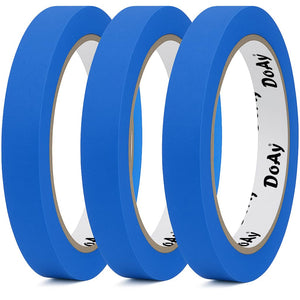 3 Pack Blue Painters Tape - Masking Tape 0.50 Inch Wide - Multi-Surface, Smart Adhesion, Indoor & Outdoor - 270FT Total - Paint Tape for DIY, Labeling, Art, Car, General Purpose (#3910)