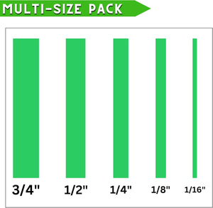 5 Rolls Pinstripe Tape - Masking Tape 1/16", 1/8", 1/4", 1/2", 3/4" - Thin Painters Masking Automotive Tape for DIY, Car, Auto, Paint, Art, Tumblers (Green)