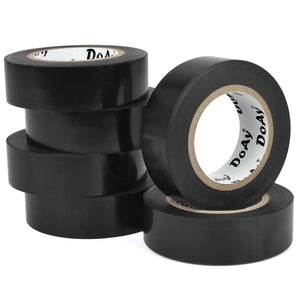 6 Pack Black Electrical Tape - Waterproof PVC Tape 0.75 Inch Wide - Weather Resistant, Strong Adhesive, Flame Retardant - High Temp Vinyl Tape for Indoor & Outdoor Use - 180 Feet Total