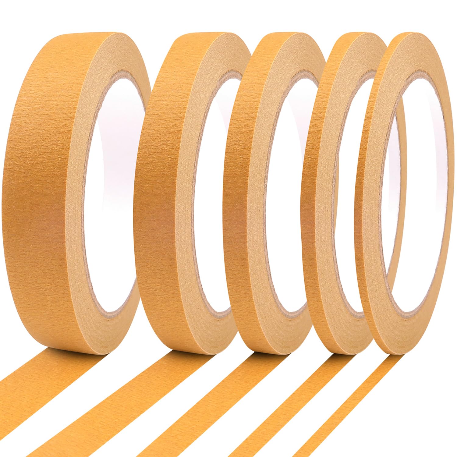 5 Rolls Pinstripe Tape - Masking Tape 1/16", 1/8", 1/4", 1/2", 3/4" - Thin Painters Masking Automotive Tape for DIY, Car, Auto, Paint, Art, Tumblers (Green)