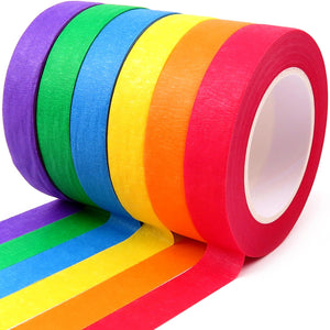 Colored Masking Tape 1/2" x 15 Yard - Multi Color - Multi Surface Use - 12 Bright Colors