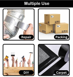 Silver Duct Tape - Heavy Duty Waterproof Tape 1.88 Inch Wide - Strong Adhesive, Extra Thickness, Tear by Hand - Great for Indoor & Outdoor Use, Moving Boxes, Repairs - 45 Ft