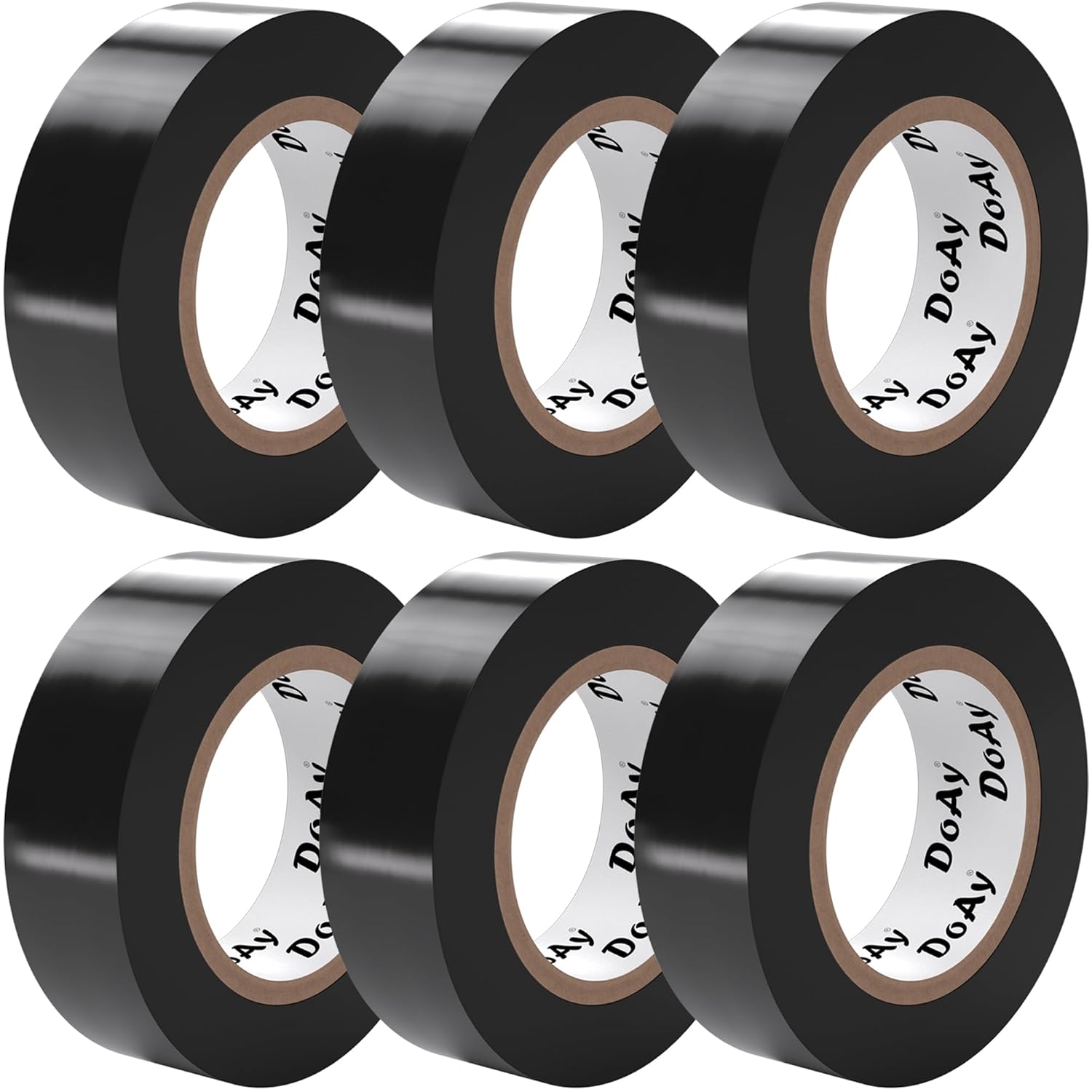 6 Pack Black Electrical Tape - Waterproof PVC Tape 0.75 Inch Wide - Weather Resistant, Strong Adhesive, Flame Retardant - High Temp Vinyl Tape for Indoor & Outdoor Use - 180 Feet Total