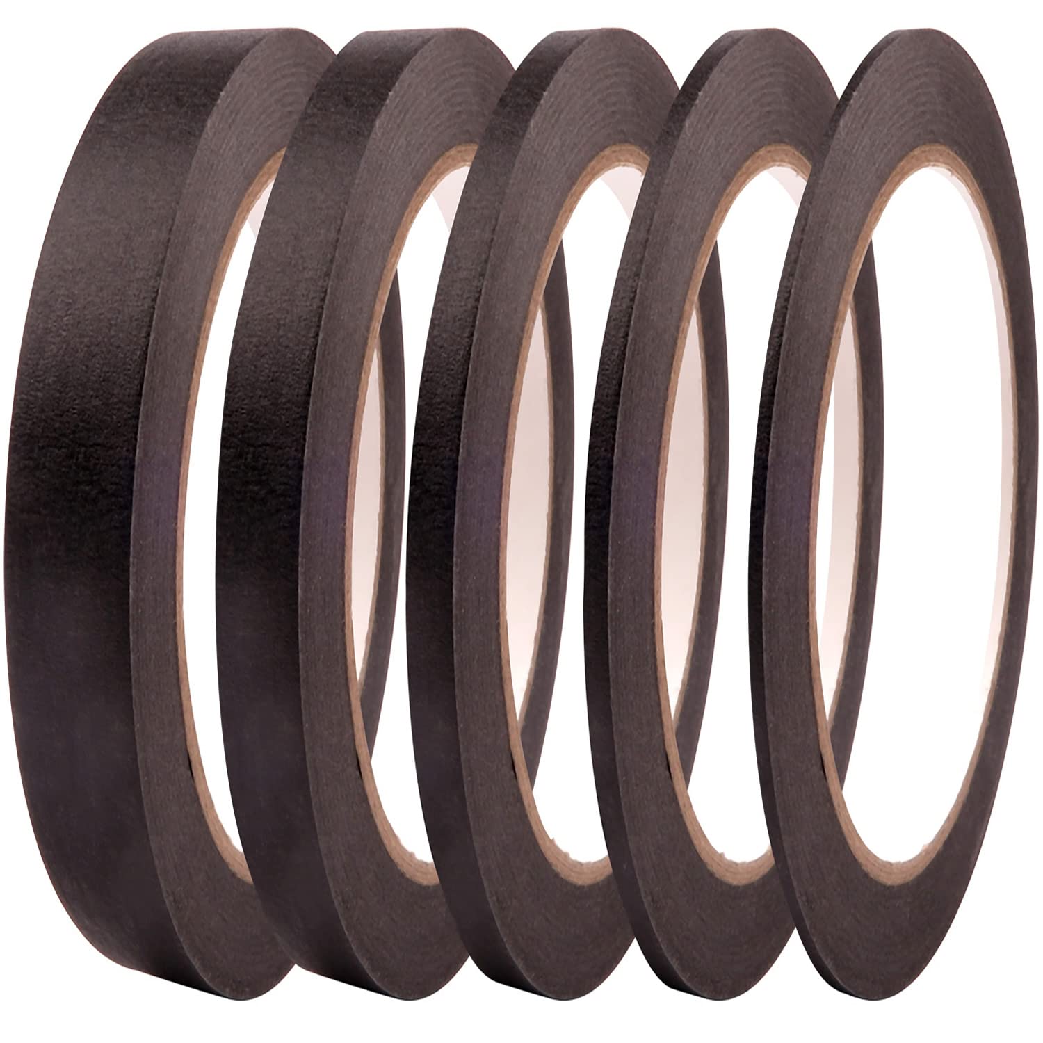 5 Rolls Pinstripe Tape - Masking Tape 1/16", 1/8", 1/4", 1/2", 3/4" - Thin Painters Masking Automotive Tape for DIY, Car, Auto, Paint, Art, Tumblers (Green)