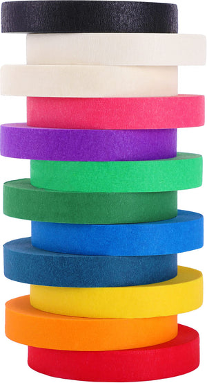 Colored Masking Tape 1/2" x 15 Yard - Multi Color - Multi Surface Use - 12 Bright Colors