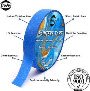 Blue Painters Tape 1/2 Inches x 30 Yards - Multi Surface Use - 120 Yards Total - 4 Rolls