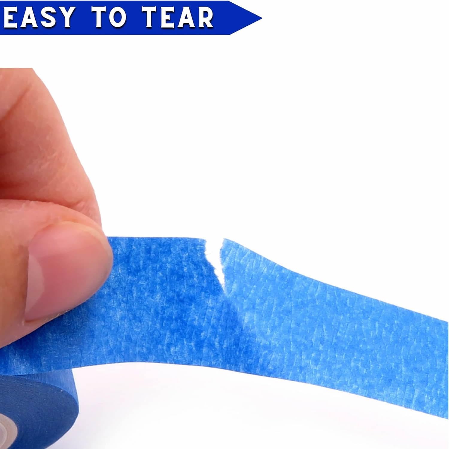 Blue Painters Tape 1/4" 3/8" 1/2" 5/8" 3/4" x 60 Yard - Multi Size Pack - Multi Surface Use - 5 Rolls