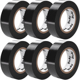 6 Pack Black Electrical Tape - Waterproof PVC Tape 0.75 Inch Wide - Weather Resistant, Strong Adhesive, Flame Retardant - High Temp Vinyl Tape for Indoor & Outdoor Use - 180 Feet Total